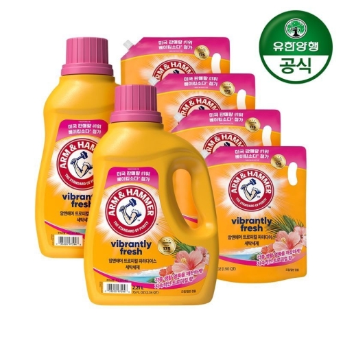 처치&드와이트 암앤해머 세탁세제 트로피컬 파라다이스 2.21L + 리필 1.8L (본품2개+리필4개)