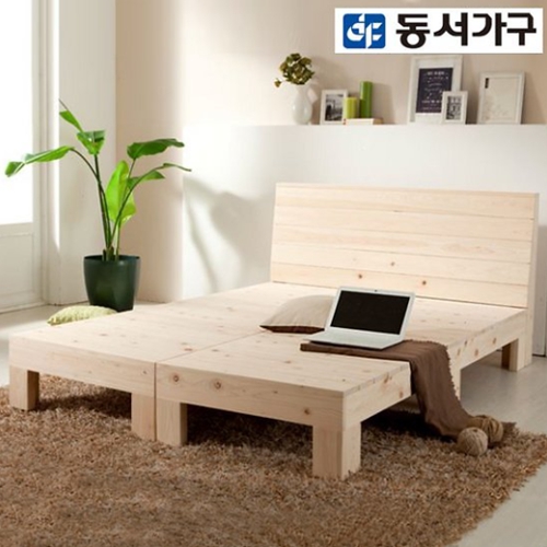 히노끼 편백나무 통원목 침대 K