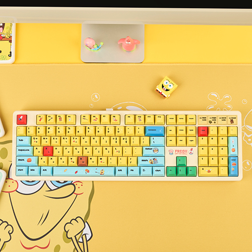 QSENN Q104 스폰지밥 에디션 PBT 풀윤활 가스켓 유무선 기계식 (스폰지밥)_이미지