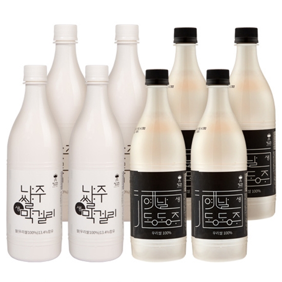 남도탁주 정고집 나주쌀 막걸리 5도 750ml 4입+옛날 생동동주 6도 750ml 4입 세트 (1개)