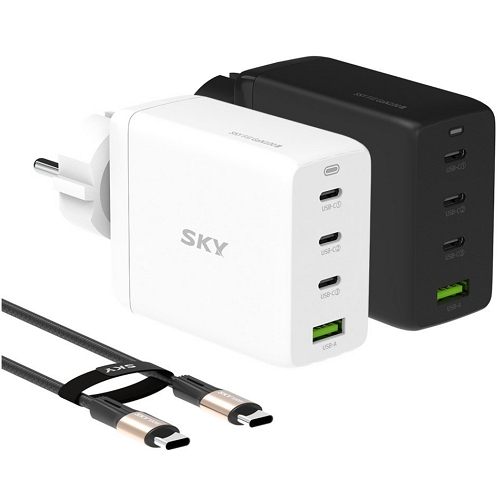 스카이랩 스카이 필 PD PPS 100W 4포트 GaN 접지형 충전기 SKY-GaN100G (케이블포함)