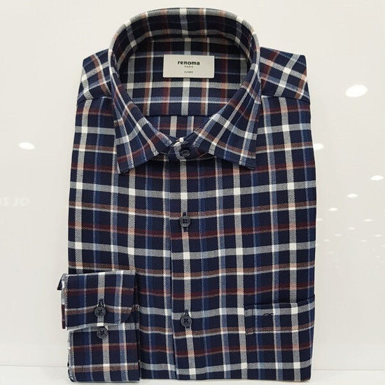 레노마 셔츠 일반핏/ 체크 트윌 기모 긴소매 겨울 셔츠 RNWSG093