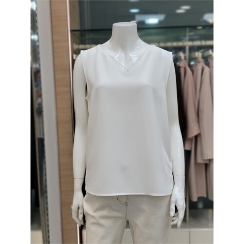 더아이잗(TheIzzat) 뉴욕 쉬폰 배색 브이넥 블라우스 IN6M0BL71_이미지