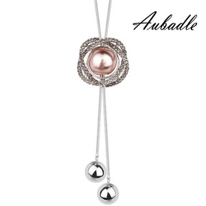 RN8288 여자 진주 크리스탈 롱 목걸이 주얼리