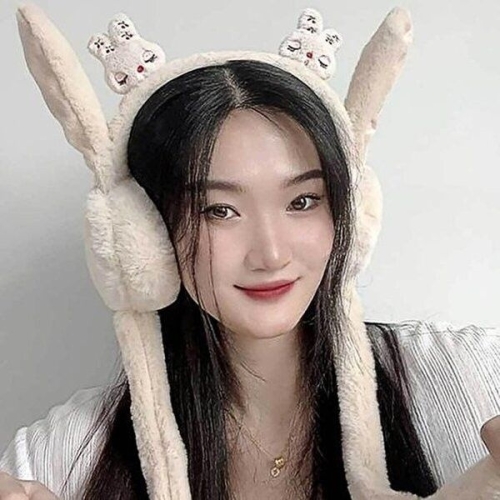 패션 JHQS89Y0_4B 토끼 베이지 방한 귀마개 쫑긋 보온 털 왕