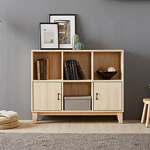 모노 스토리 2단 원목 도어형 책장