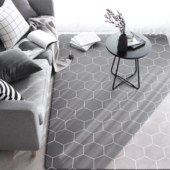 데코뷰 모던 헥사곤 양면쿠션 거실매트 (170x140cm)_이미지
