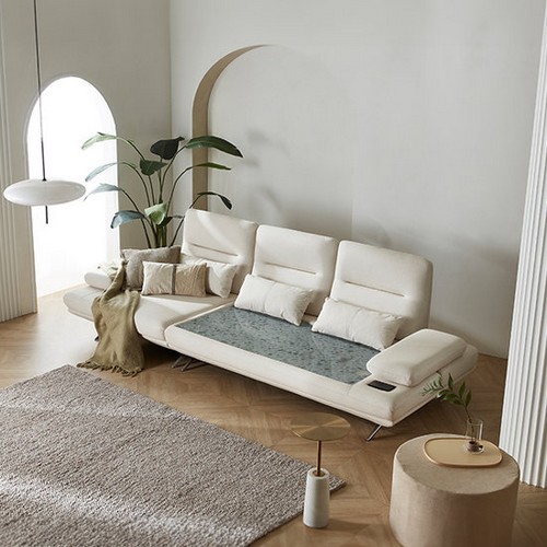 현대의료기 디바노비앙코 4인 패브릭 온열 돌소파 MS (그린팔보석)_이미지