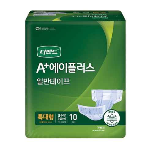 유한킴벌리 디펜드 A+ 에이플러스 일반테이프 특대형 10개 (6팩(60개))