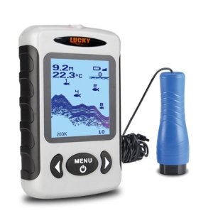  럭키 FF718D 2.2 LCD 휴대용 어군 탐지기 깊이 파인더 200KHZ 83KHZ 듀얼 음파 주파수 100M 탐지 얼..