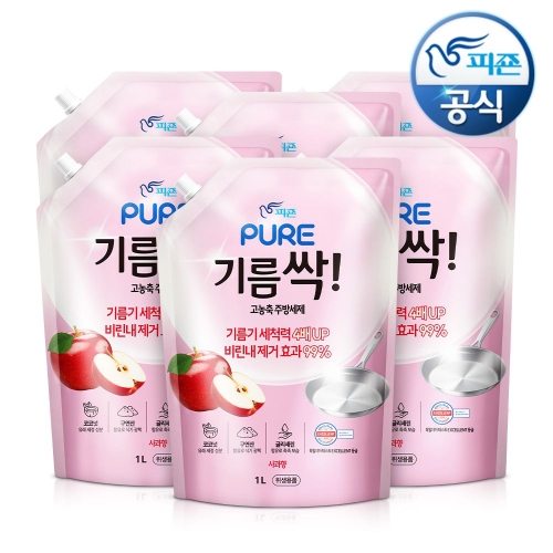 피죤 퓨어 기름싹 사과향 리필 1L (6개)