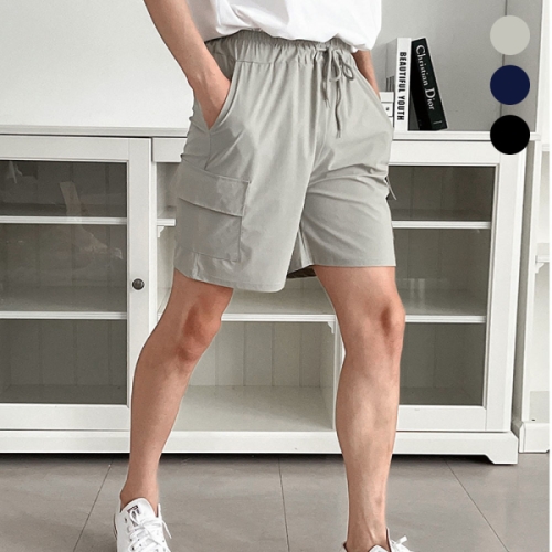 기타 아이에스이랩남자 여름 냉감소재 아이스 스판 카고 반바지 I5PT021_이미지