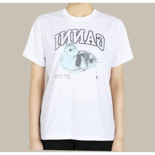 가니 여성 더키 프린트 릴렉스드 반팔 화이트 T4290 151 1471171_이미지