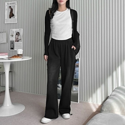 도프 워싱 여자 스트링 와이드팬츠 SD-241024W KYR-WFG00FV_이미지