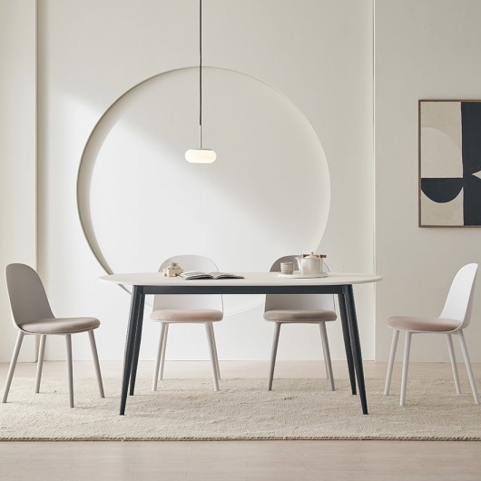 파로마 피츠 로즈 화이트 타원 철제 식탁 1600 (의자4개)_이미지