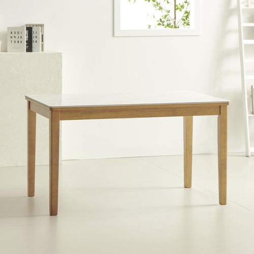 라로퍼니처 린디 유광 포세린 통 세라믹 원목 식탁 1300 (의자2개+원목벤치1개)_이미지