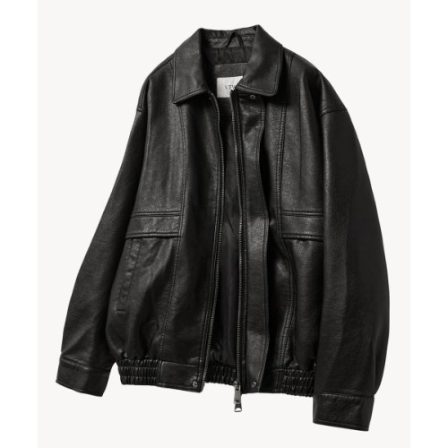 브이투 VTWO 8272-2 워시드 레더 오버핏 자켓 BLACK 5009907460 176835_이미지