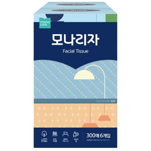모나리자 미용티슈 300매 (6입) (2팩(12입))_이미지