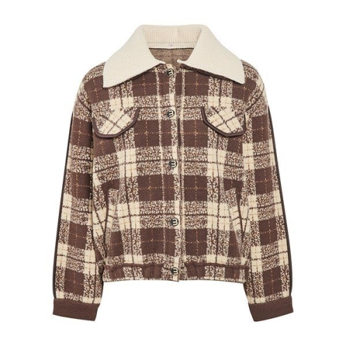 바바패션 JJ지고트 여성 나그랑 니트 카라 체크 가디건 GPBN491 예쁜