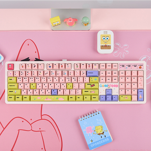 QSENN Q104 스폰지밥 에디션 PBT 풀윤활 가스켓 유무선 기계식 (뚱이)_이미지