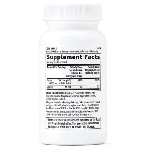 GNC 엽산 1000MCG 100정 (해외) (1개)_이미지