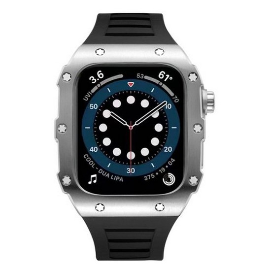 발렌티노루디 애플워치 호환 스트랩 풀커버 일체형 실리콘밴드 (실버)