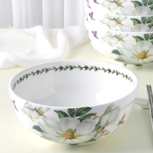 본차이나 목련 면기 5P세트 라면기 냉면기 냉면 라면 국수 비빔밥 우동 그릇_이미지