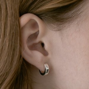 타티아나 실버925 플랫 볼드 후프 귀걸이 EC3002 S M_이미지