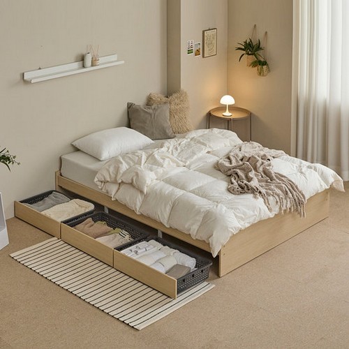 BIF보루네오 레이 무헤드 서랍 침대 SS (H라텍스독립)_이미지