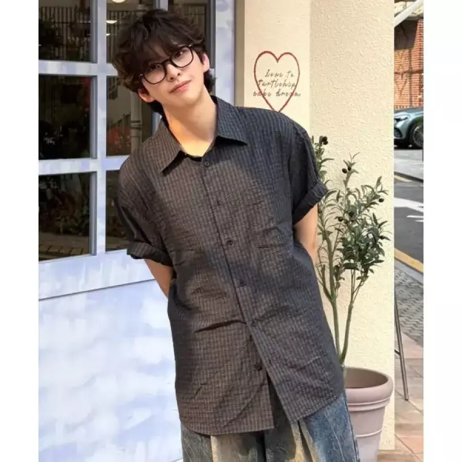 ON잔 체크 포켓 오버핏 데일리 반팔 셔츠 2color M1WS41A2