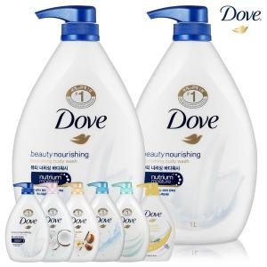 유니레버 도브 뷰티 너리싱,시어버터,스크럽 대용량 퍼퓸 바디워시 1L x2개 / 바디클렌져 샤워젤 비누