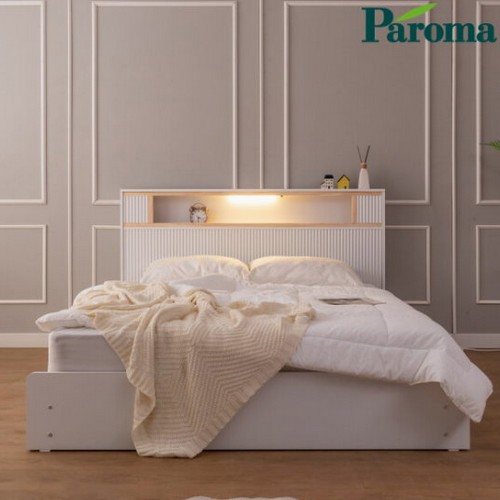파로마 라인 엔펠트 템바보드 벙커 수납 LED침대 Q (40T라텍스독립)_이미지