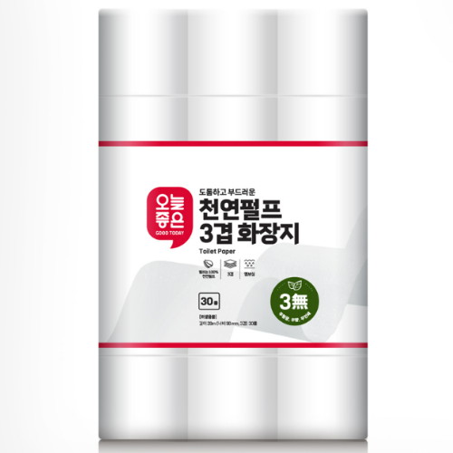 오늘좋은 ㅤ천연펄프 3겹 화장지 28m (30롤) *1팩_이미지