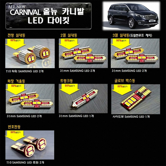 반디 LED 실내등 풀세트 올뉴카니발 YP 썬루프형(모든연식)