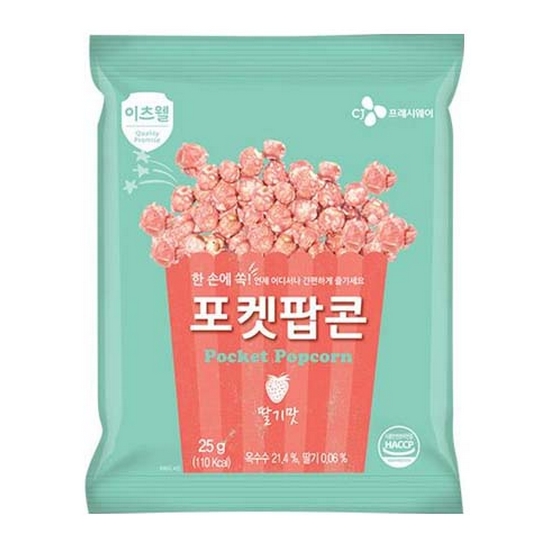 CJ프레시웨이 이츠웰 포켓팝콘 딸기맛 25g (15개)