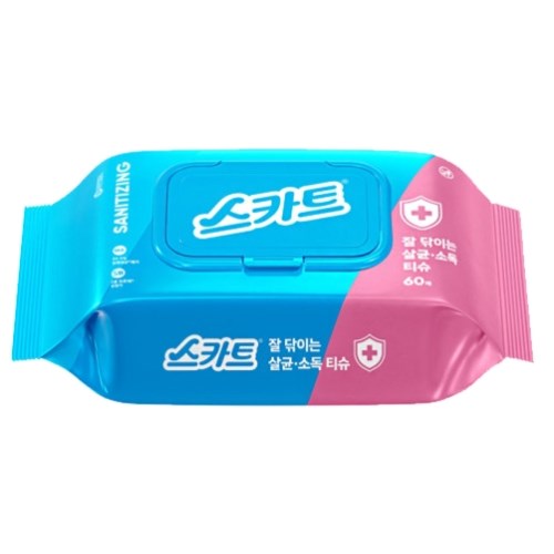 스카트 잘 닦이는 살균 소독 티슈 캡형 60매 (1팩)_이미지
