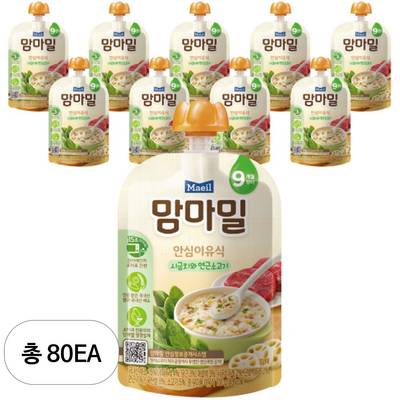매일유업 맘마밀 안심이유식 시금치와 연근소고기 100g (80개)_이미지