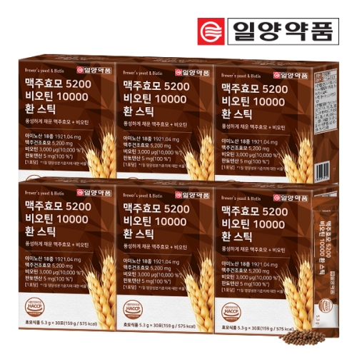 일양약품 맥주효모 5200 비오틴 10000 환 스틱 5.3g 30포 (6개)_이미지