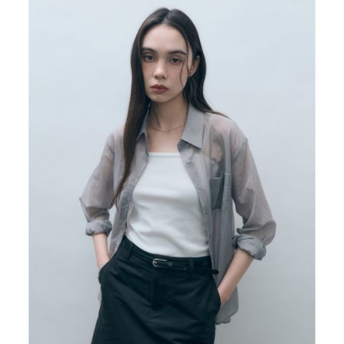 MONGDOL 27일 배송 글로우 시스루 셔츠 라이트그레이 MDSH014LGRAY 398634