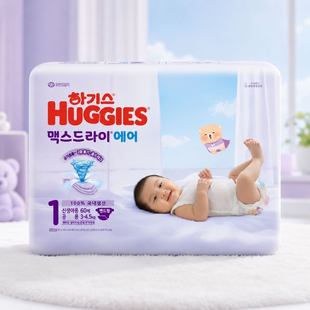 하기스 2026 맥스드라이 에어 밴드형 1단계-공용 (60매)_이미지