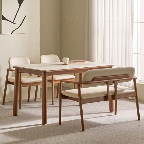 씨앤씨구스 디엘르 케이 세라믹 식탁 1400 (의자2개+벤치1개)_이미지