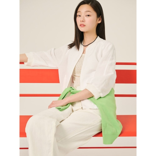 삼성물산 빈폴레이디스 7부 리넨 보머 점퍼 화이트 BF5439C051