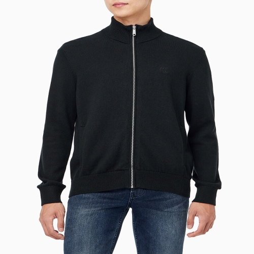 캘빈클라인진 남성 CK 에센셜 스웨터 니트 집업 가디건 블랙_J327335_이미지