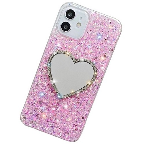 갤럭시S21 플러스 글리터 큐빅 하트 거울 케이스