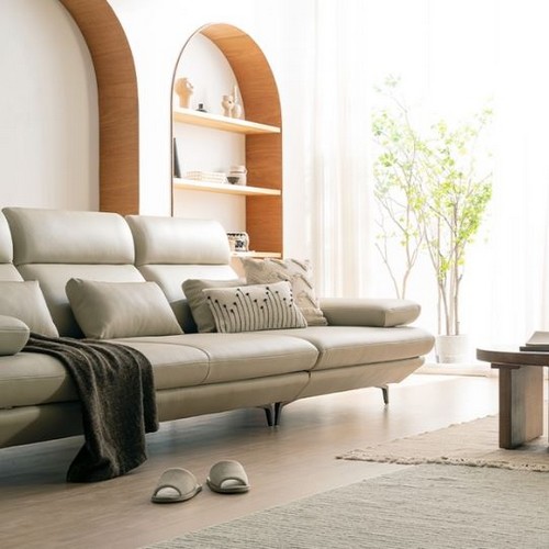 다우닝 플랫b 스윙 전체 천연통가죽 소파 4인용 (스툴포함)_이미지