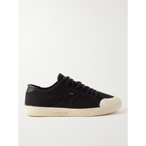 셀린느 남성 Logo-Print Leather-Trimmed Canvas Sneakers 로우탑 356302293C 38NO38NO
