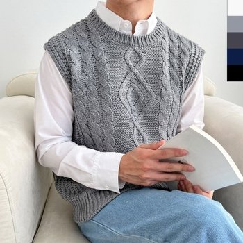 YAN 1064 남자꽈배기니트조끼 반폴라 니_20482499_667501_이미지