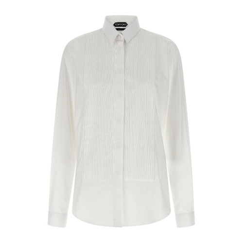 톰포드 플리츠 플라스트론 콘실드 버튼 셔츠 CA3336FAX1708 WAB