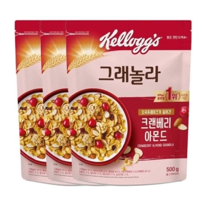 켈로그 크랜베리아몬드 그래놀라 500g 3봉지 파우치형_이미지