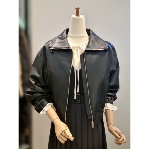 Ab.f.z 하이넥 스트링 집업 천연 양가죽점퍼 ACA5FFL8G